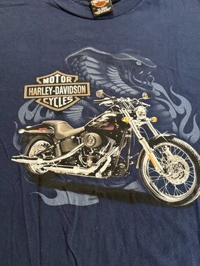 Harley-Davidson Madrid España Cobra Motorcycle Graphic T-Shirt Navy Blue XL